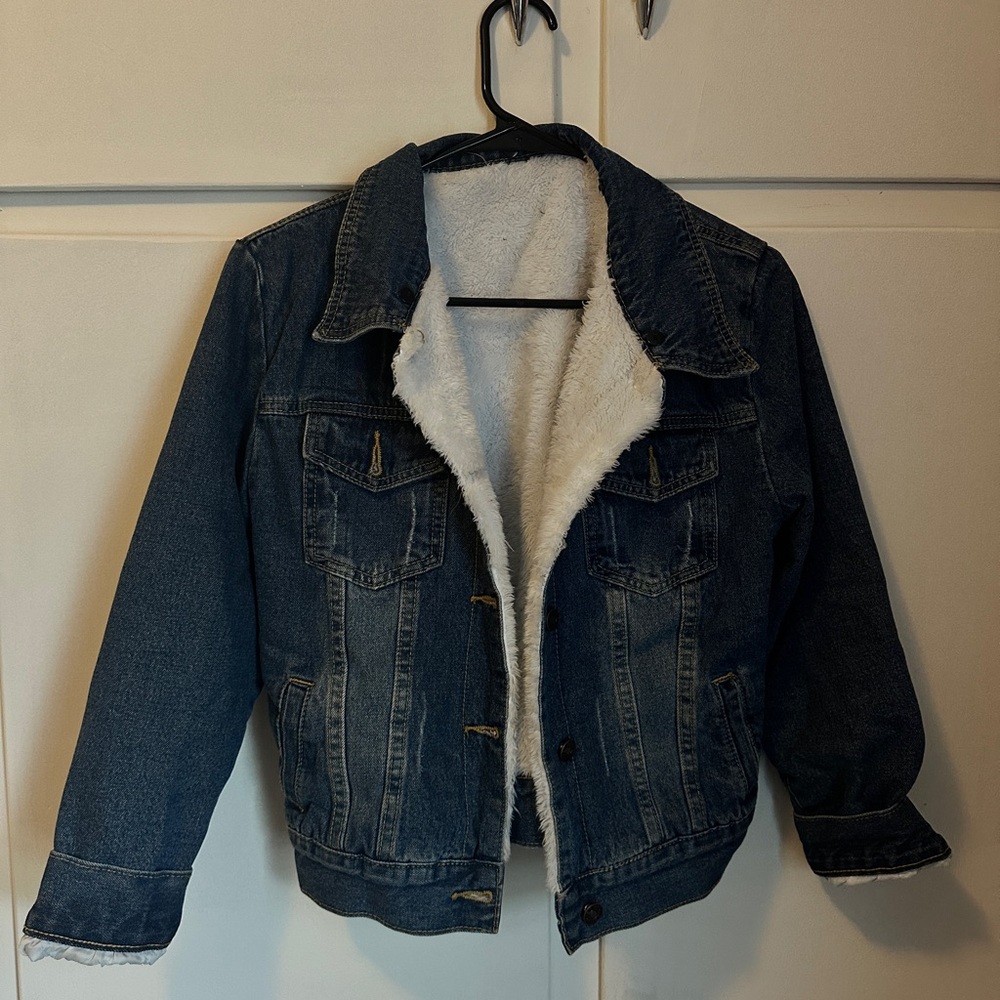Denim Jacket with White Fleece Lining
